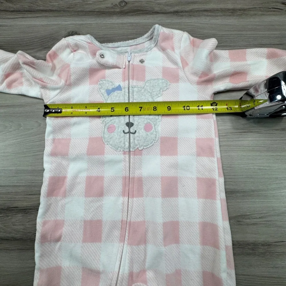 Carters Pink‎ White lamb Plaid Footie Pajamas Sleepers 24 Months